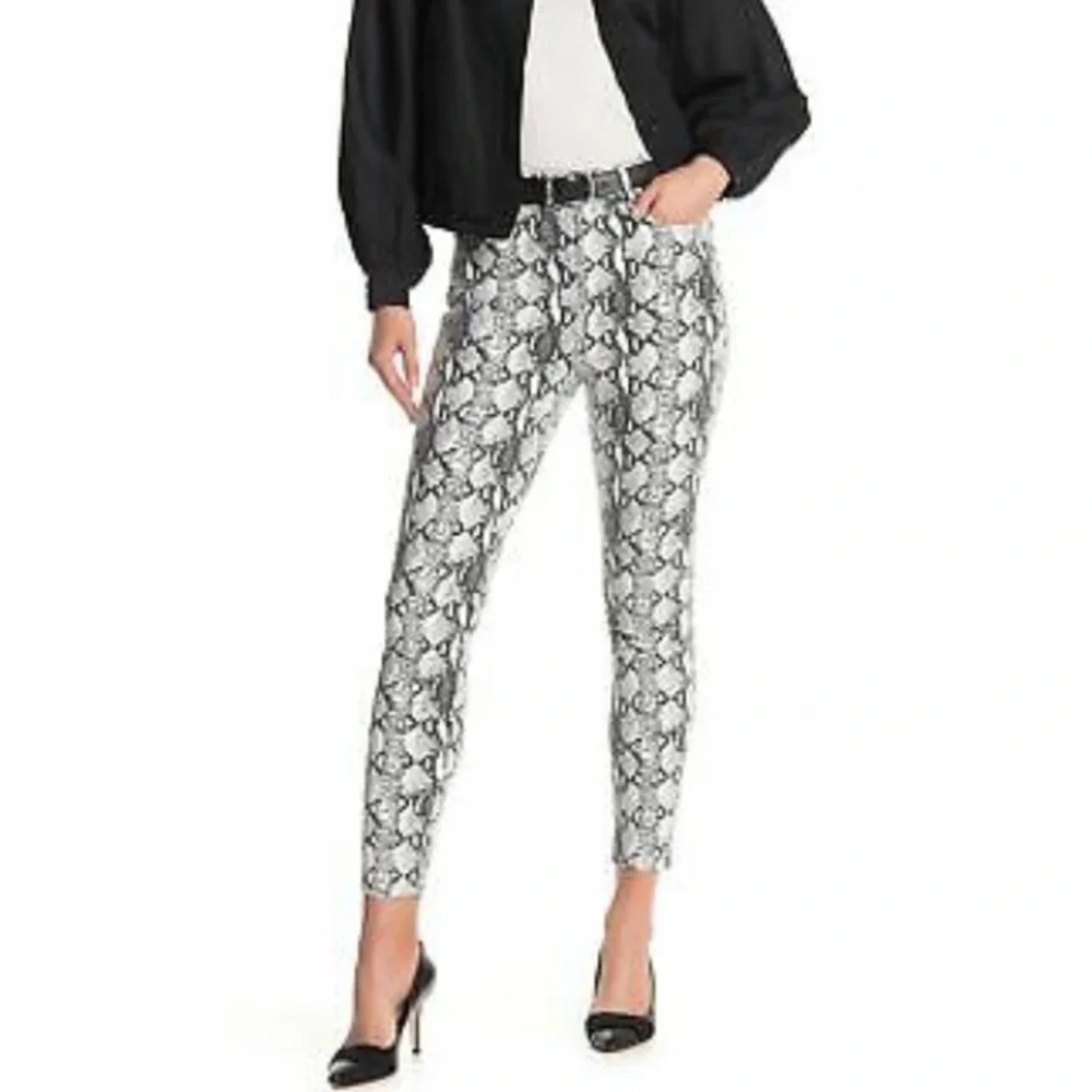 Frame All High Rise Cigarette Python Print Jeans